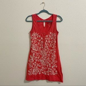 Johnny Was Los Angeles Joy Love Light Coral Pink Embroidered Tank Dress